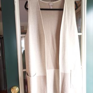 Chicos Colorblock beige open knit vest, Size 2
